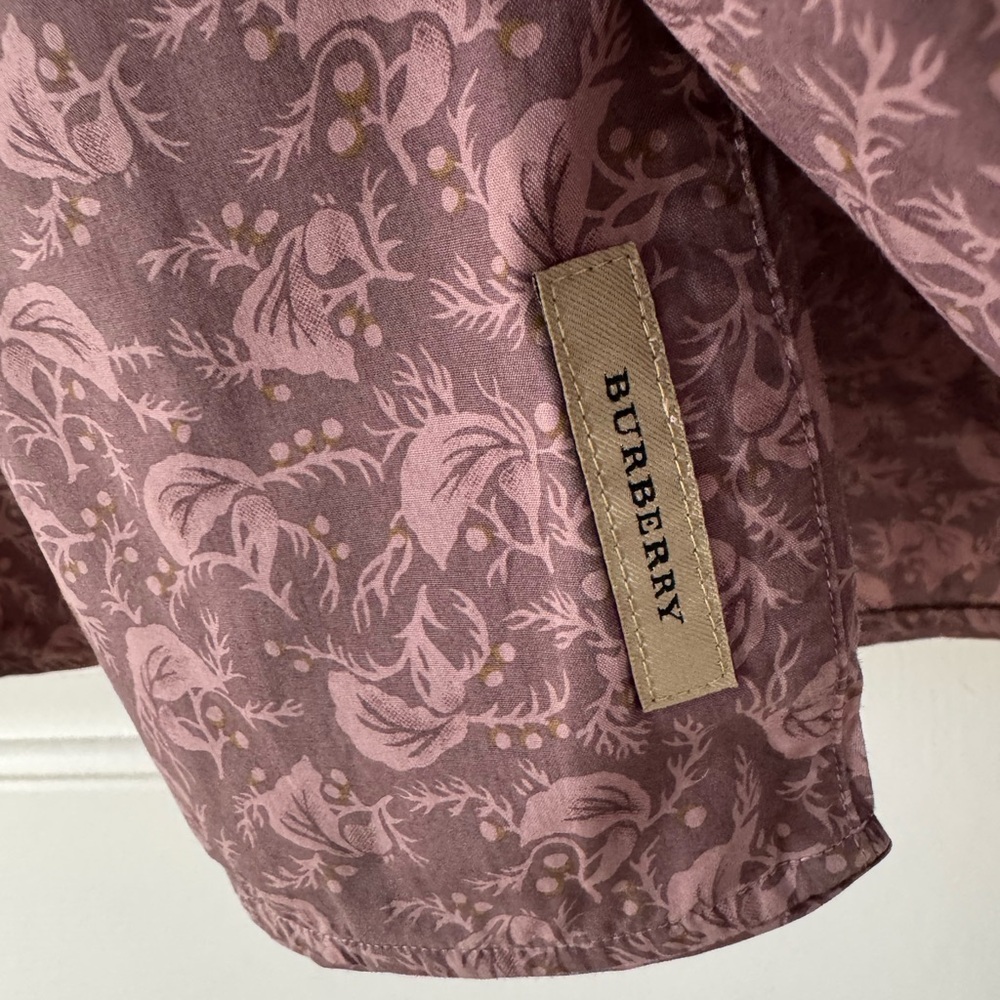 Burberry men’s short sleeve button down shirt, size large, plum/lilac - Picture 5 of 8